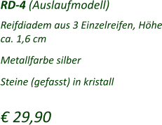 Reifdiadem aus 3 Einzelreifen, Höhe ca. 1,6 cm   Metallfarbe silber   Steine (gefasst) in kristall  € 29,90 RD-4 (Auslaufmodell)