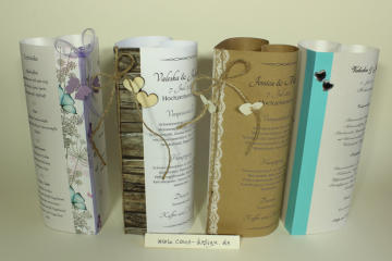 Menükarten in Herzform