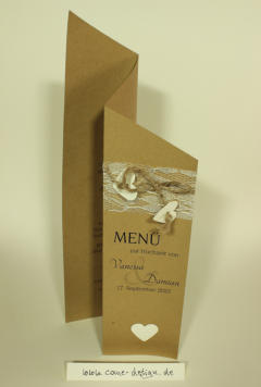 Menükarte „Auf Zack”, Modell MK-S-11, Design-Serie „Basic Lace“, Höhe ca. 30 cm